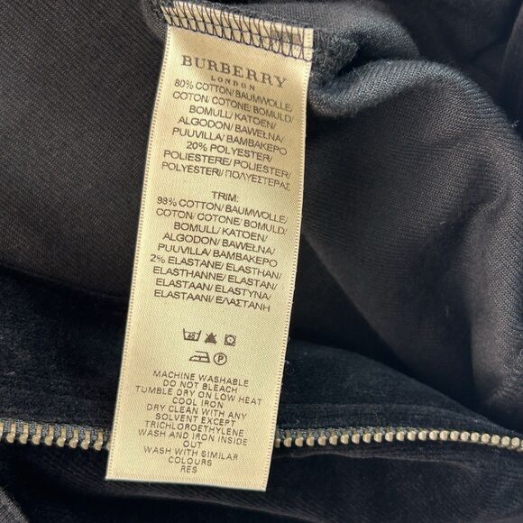 Burberry London Velour Hoodie Jacket Women's Sz M Full Zip Black Check Elbow NWT - Picture 16 of 16
